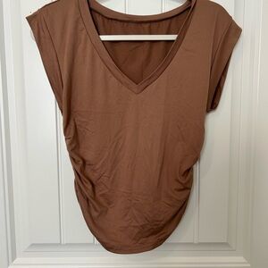 Elegant Brown V-Neck Muscle Tee